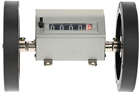 Akozon Contatore del contatore a rulli Macchina per la misurazione della lunghezza del contatore a 5 cifre Velocità massima 350 giri/min Ripristino grigio con contatore Range 0-9999,9 metri