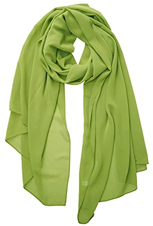 YOUR SMILE for Women Lightweight Breathable Solid Color Soft Chiffon Long Fashion Scarves Sunscreen Shawls (Grass Green)