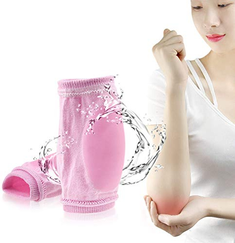 Hidyliu 1 coppia di bende elastiche per gomito in gel per sport, bende elastiche per gomito di supporto per pallavolo, pallamano, tennis, protezioni per gomito per donne, uomini, bambini (rosa)