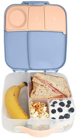 b.box Lunch Box para Niños | Fiambrera Infantil Bento Grande con 4 Compartimentos (2 Herméticos), Separador Extraíble, Bolsa de Gel Frío | Fiambrera para Niños Ideal para Escuela | 3+ Años | 2 L