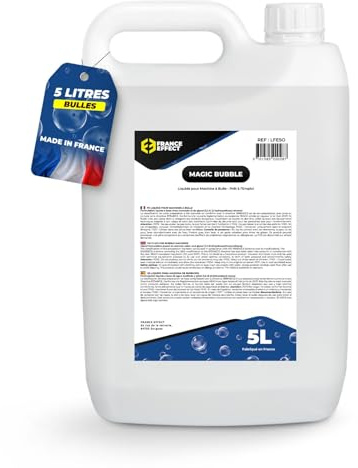 France Effect Magic Bubble® 5L Liquide à Bulles Prêt à l'emploi - Recharge de Liquide à Bulles sans Odeur pour Toutes Les Machines, respectueux de la Peau et fabriqué en France