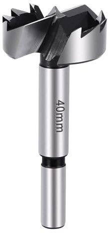 OUZHOU 40mm Forstner Drill Bit Set, Carbide Tipped Flat-Bottom Wood 40mm Forstner Bit Round Shank, Ideal for Wood, Plastic & Plywood, Precision Hinge Cutter Tool for Woodworking