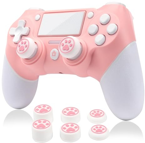 RALAN Wireless Controller für PS4/PS4 Pro/PS4 Slim, 1000mAh wiederaufladbarer Batterie-Gamepad-Joystick für PS4 mit 3,5-mm-Audioanschluss! 6 Daumenkappen inklusive!