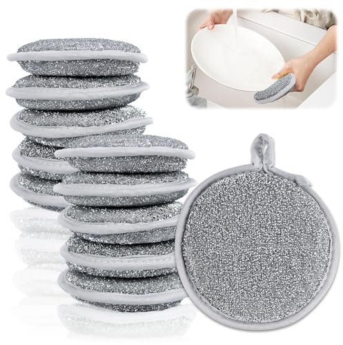 10Pcs Chiffons à Vaisselle en fil d'Acier Multi-Usages, Éponge À Vaisselle de Cuisine pour Humide et Sec, épais à Double Couche - Microfibre Anti Rayures - Réutilisables, Pour Cuisine Vaisselle, évier