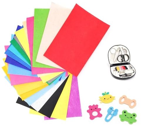 HUANR Fieltro para Manualidades 20 Piezas 20 Colores, 20 x 30 cm Fieltro de Colores, 1 mm de Grosor Tela Fieltro, Hoja Fieltro para Hacer Muñecas, Manualidades de Bricolaje, Costura