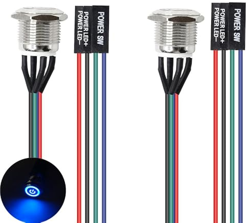 Gebildet 2pz 16mm Telaio Interruttore Host Metallo LED Pulsante di Alimentazione ATX On/Off per FAI DA TE Computer