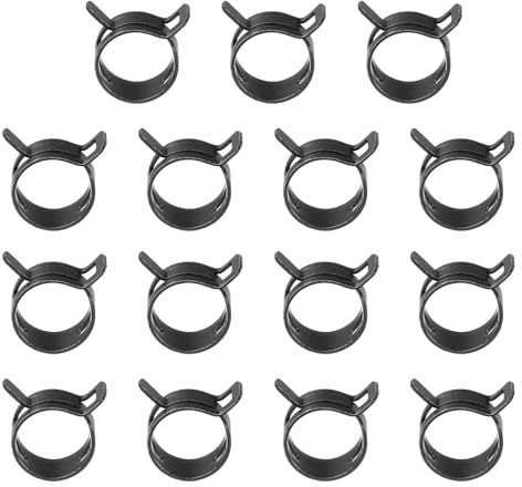 PATIKIL Clip a Molla per Tubi Flessibili da 18-20mm Od, 15pz Clip a Molla a Tensione Costante Silicone per Tubi Aria Silicone Rigo Carburante Tubo Acqua, Nero