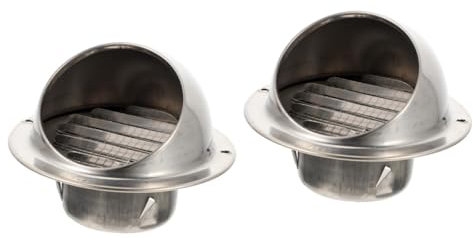 COLLBATH 2 Piezas Parabrisas Chimenea Respiradero Cobertizos Detener Tubo Salida Manguera Techo Filtros De Repuesto Acondicionador Deflector Refuerzo Puerta Portátil Silver Acero Inoxidable