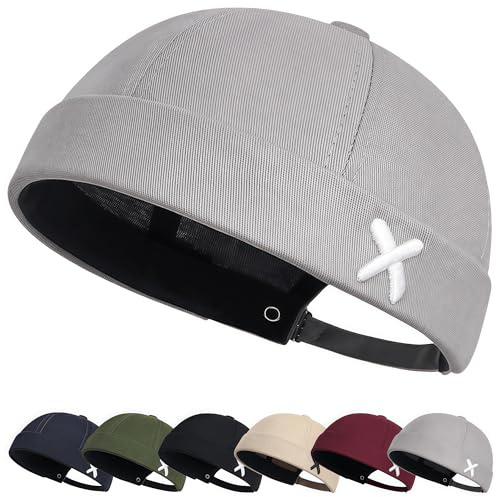 YKDLLF Retro Cotone Docker Hat Cappello Senza Visiera Berretto da Portuale Uomo Donna Berretto Cotone Cappellino da Portuale Uomo Retro Docker-cap da Motociclista Cappello