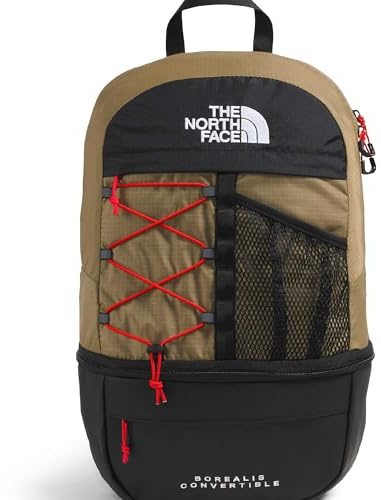 The North Face Borealis Convertible Pack, Cedar/Lava Red, One Size | Commuter Laptop Backpack, Removable Lumbar Pack, Water Repellent Finish