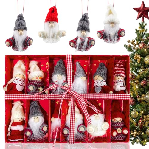 12 Piezas Gnomos Navideños de Feltro, ZoneYan Adornos Arbol Navidad Originales, Decoracion Navidad Hogar, Duendes Colgante para Decoracion árbol de Navidad, para Árbol de Navidad, Regalo Decorativo