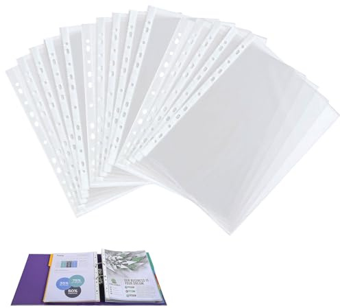 100 Fundas A4 Transparentes, Extra Fuertes y con Doble Abertura, para Archivadores, Ideal para Documentos, Fotos y Presentaciones