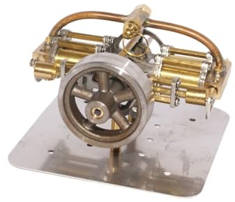 Mini H4 Steam Engine Model, 90×90×45mm Mechanical Engine without Boiler, DIY Metal Engines Collectible for Model Ship & Car Power