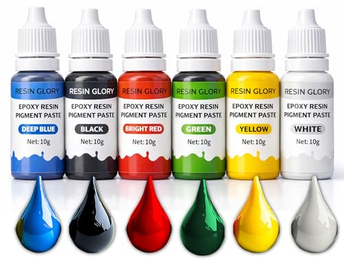 Epoxy Resin Pigment Paste Set – 6 Colours, 10g Each Highly Concentrated Resin Dye for Epoxy Resin, UV Resin, Jewellery Making, Mould Casting, Art, Crafts & DIY Projects