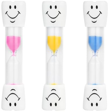 3 pezzi clessidra timer Smiley, orologio dentato per bambini, 3 minuti a clessidra, lavarsi i denti per bambini, conto alla rovescia, timer per lavarsi i denti, giochi, cucinare, ufficio, cucina