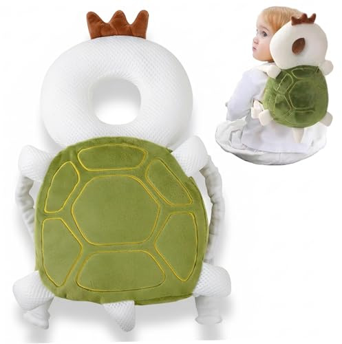 Mochila con almohada para bebés para protección contra caídas, suave, con forma de tortuga, para la cabeza y el cuello, con correa ajustable para caminar y gatear de forma segura. Mochila con alm
