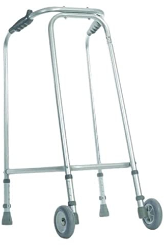 Aidapt Standard Ultra Slim Adult Adjustable Height Aluminium Lightweight Walking Frame with Wheels and Anti Slip Ferrule Feet to Aid Stability and Confidence when Walking Aid