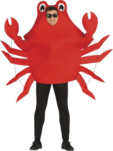 FIESTAS GUIRCA | Costume de Crabe Adulte (52-54/L) - Costume et Gants - Déguisements d'Animaux Marins pour Halloween, Carnaval et Fêtes Déguisées - Idéal pour Adultes Unisexes - Rouge