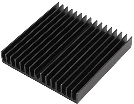 sourcing map Aluminio Negro Radiador Disipador de Calor disipador de Calor 60mm x 60mm x 10mm
