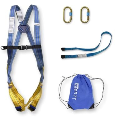 Irudek Himalaya Eco – Sistema di Ritenzione per Lavori in Altezza con Imbracatura Light Plus 1, Cinghia di Ritenzione 1 m, 2 Moschettoni Screw-Lock e Borsa