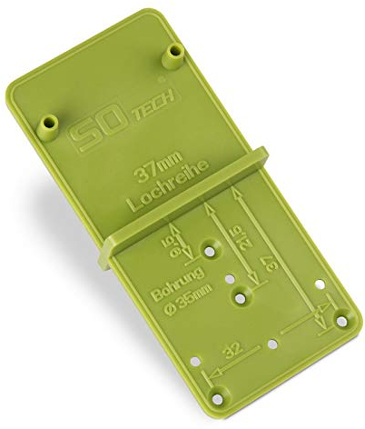 SO-TECH® Bohrlehre EasyGreen Bohrschablone für Topfbohrungen Ø 26 und 35 mm, 32er Lochreihen und Exzenter Verbindungsbeschläge