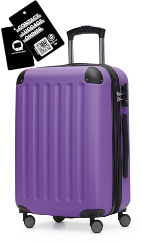 Hauptstadtkoffer Spree - Bagage à Main Extensible, Valise Cabine 4 roulettes, 55 cm + étiquette de Valise, Violet