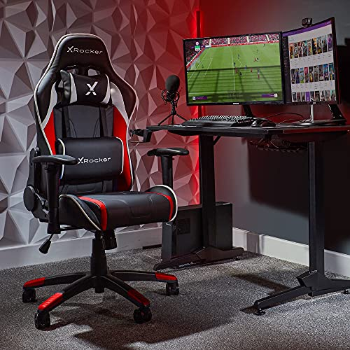 X-Rocker Agility Gaming Chair for Kids and Juniors, Swivel Office Chair Ergonomic PC Chair with High Back, Headrest and Lumbar Support Cushion, Height Adjustable - RED