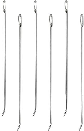 WILLBOND 6-Piece Stainless Steel Sharp Pointed Silver Meat Trussing Needles for Securing Stuffed Turkey, Chicken, Roasts and Rolled Meats