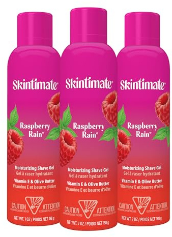 Skintimate Raspberry Rain Shave Gel for Women, 3 Pack | Skintimate Shaving Cream for Women, Womens Shaving Cream, Shave Cream, Shaving Foam, Womens Shave Gel, Pack of 3, 7oz each