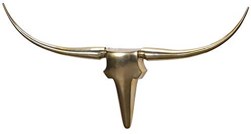 KADIMA DESIGN Deko Geweih Bull L, Aluminium, 125x60x10 cm, Gold - Exklusive Wanddekoration Farbe: Gold, Große: 125x10x60