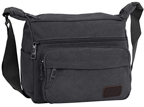 NiCoLa Sacs à bandoulière Sac messager en toile pour homme, Sacs bandoulière de taille moyenne avec plusieurs poches, Sac à bandoulière pour le travail, la promenade du chien, le cyclisme, usage