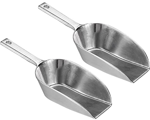 PATIKIL Ice Scoops, 2 Pack Aluminum 5.12 Small Ice Maker Flour Cereal Sugar Utility Shovel for Kitchen Bar Party, Silver Tone