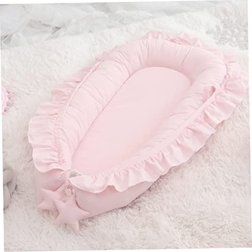 Newborn Bassinet Mattress, Baby Lounger Cotton Newborn Nest Co-Sleeping Pod Portable Bassinet Mattress with Lace, Baby Lounger