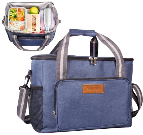 Phantasy 24L Kühltasche, Navy Blau Kühlbox Faltbar Groß Isoliert Faltbar Gefriertasche, Warmhaltetasche Lunchtasche Picknicktasche für Strand Picknick Camping BBQ