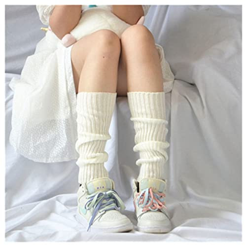 SHTGOI 1 Paar Damen Beinwärmer Winter Crochet Stricken Stulpen Verdicken Warm Beinstulpen Kniestrümpfe Legwarmers Ballettstulpen Leg Warmers 40cm Kniestrümpfe für Tanzen Sport Yoga Weiß