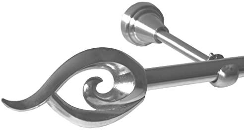 BASIT Gardinenstange mit Wandhalterung 120 cm lang Edelstahl Look im Set I 1-läufige Gardinenstange Wandmontage Ø16mm I In 120-600 cm verfügbar