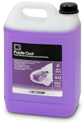 ERRECOM Purple Cool, Purple Coolant and Antifreeze -30°C/+107°C, Formulation with Glycerin, G13, Ready to Use, 5 Litres