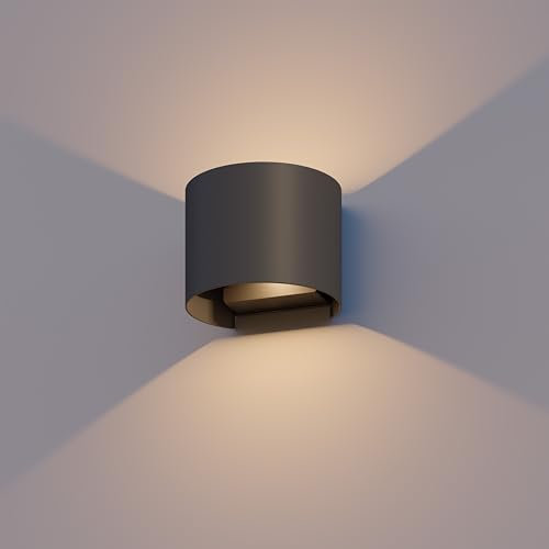 CALEX Verona Wandleuchte, für Außen & Innen, warmweißes Up & Down Licht, einstellbarer Lichtstrahl, wasserdicht, Schwarz