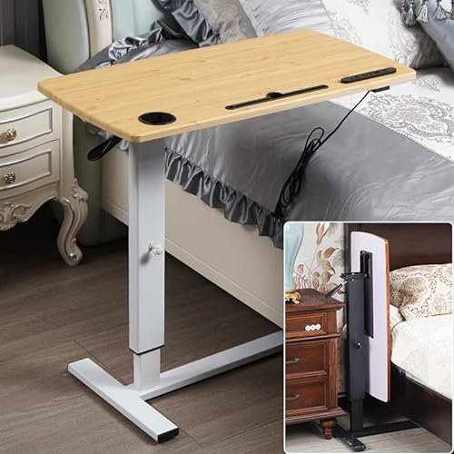 Klapptisch, Nachttisch, bewegliche Hebenut zum Platzieren von Wasserbechern, Mobiltelefonen, Computern, Klappsofas, Lazy-Bed-Vordertisch, Heimschreibtisch (Größe: 45 x 85 x (66/94) cm, Farbe: Beige)