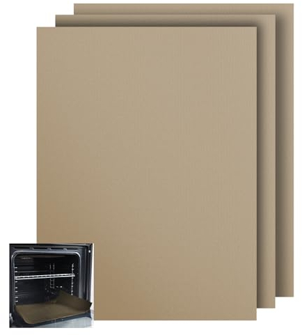 KitchenRaku 3PCS Universal Oven Liners 32x50cm, Non-Stick and Heavy-Duty Oven Liners for Bottom of Oven - Home Accessories & Kitchen Accessories -Suitable for Most Ovens and Cookers (Copper)