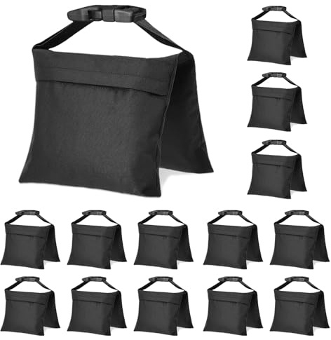 14 Packs Sandbags, Heavy Duty Sand Bags with 28 PE Bags, Sand Bags with Buckle Straps for Support Light Stand, C Stand, Light Stand with Caster, More 2/4/6/8/10/12/14 Packs Sandbag to Choose.