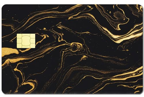 CREATCABIN Piel Tarjeta Débito Fundas Tarjetas Crédito Etiqueta Que Cubre Arenas Movedizas Doradas Negras Personalización Tarjetas Bancarias Calcomanías Protectoras Impermeable Extraíble 18.6x13.7 cm