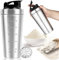 Cartlant Shaker Proteinshake Edelstahl, Eiweiß Schüttelbecher mit Kugel Sport Fitness Milchshake Tragbarer Workout Wasserbecher, Metall Schaker Thermos und Sportflasche, Protein Shaker 750ml, BPA Frei