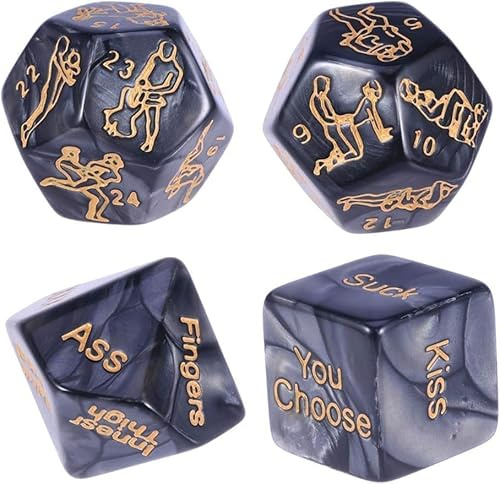 JSUOEO Dados de Juego de 4 Piezas, Plástico, Dodecaedro, Adulto, Amor