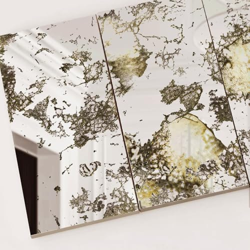 Neukids 35 carreaux de miroir rouillé 3D effet miroir vintage, carreaux de miroir acrylique vintage autocollants, panneaux muraux à coller pour cuisine et salle de bain.