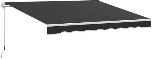 Outsunny 2.5m x 2m Retractable Awning, DIY Garden Awning Canopy, Anti-UV Sun Shade Shelter with Aluminium Frame and Crank Handle, Black