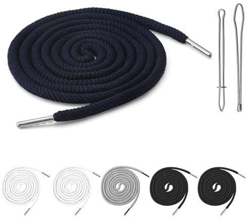 UOCAI 6 piezas Cordón de algodón multifuncional de 130 cm con extremos metálicos, perfecto para pantalones de chándal, sudaderas con capucha, sudaderas, bañadores, chaquetas, bolsas de compras