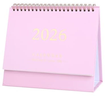 2026 UK Calendar, Desk Calendar 2025-2026 UK, Desk Calendar 2025 Metal Ring Double Wire Vertical Double Binding Suitable For Advertising Gifts, July 2025 to Dec 2026, Promotional Gifts(Pink)