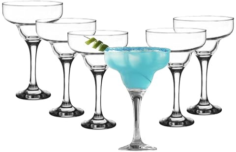 KIAPPO Cocktailglas uppsättning med 6 – 300 ml margarita, glas – snygga glasskålar – perfekt för cocktails, drycker och fester – modern design, diskmaskinssäker