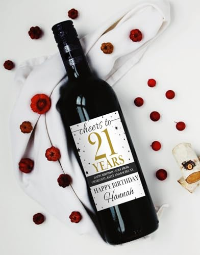 Birthday Gift Personalised Wine Bottle Label Sticker for Her Funny Champagne Customised Name & Message - 30th, 50th, 21st, 70th, 18th, 20th Birthday Idea (21st Birthday)